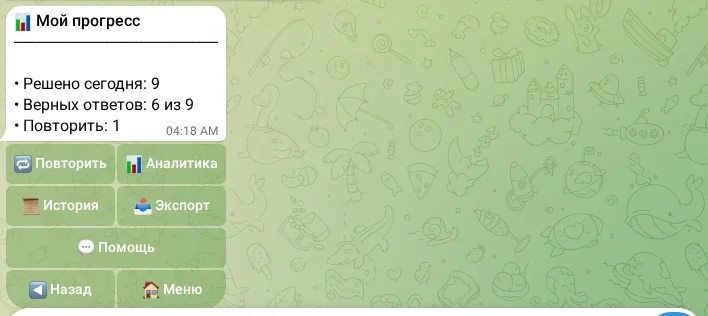 Сводка прогресса ученика