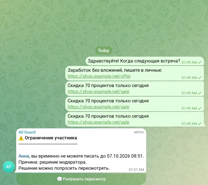 Уведомление об ограничении с пересмотром