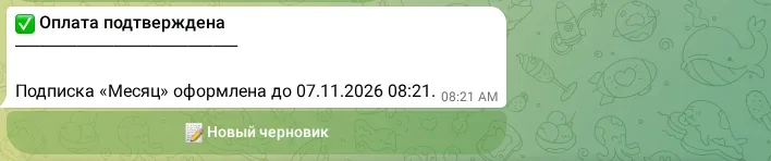Подтверждение оплаты подписки